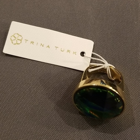 Inside Trina Turk 💕TRINA TURK💕 Faceted Dome Cocktail Ring Metallic Psychedellic NWT